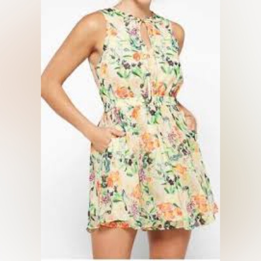 Ted Baker London Harriss Floral Mini Dress Cream Multicolor Sleeveless‎ Size 3